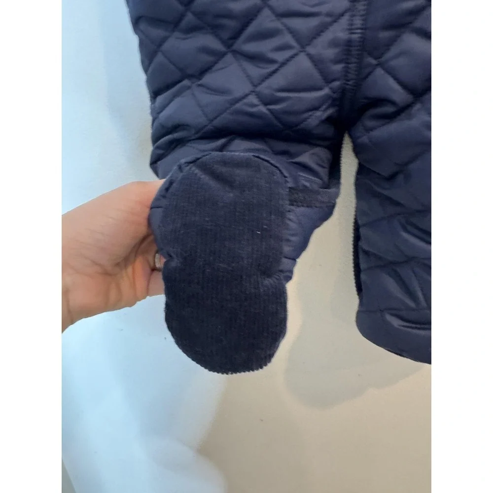 Ralph Lauren Snowsuit Baby Boys 3-6 Months Blue Quilted Hooded Footed Bunting